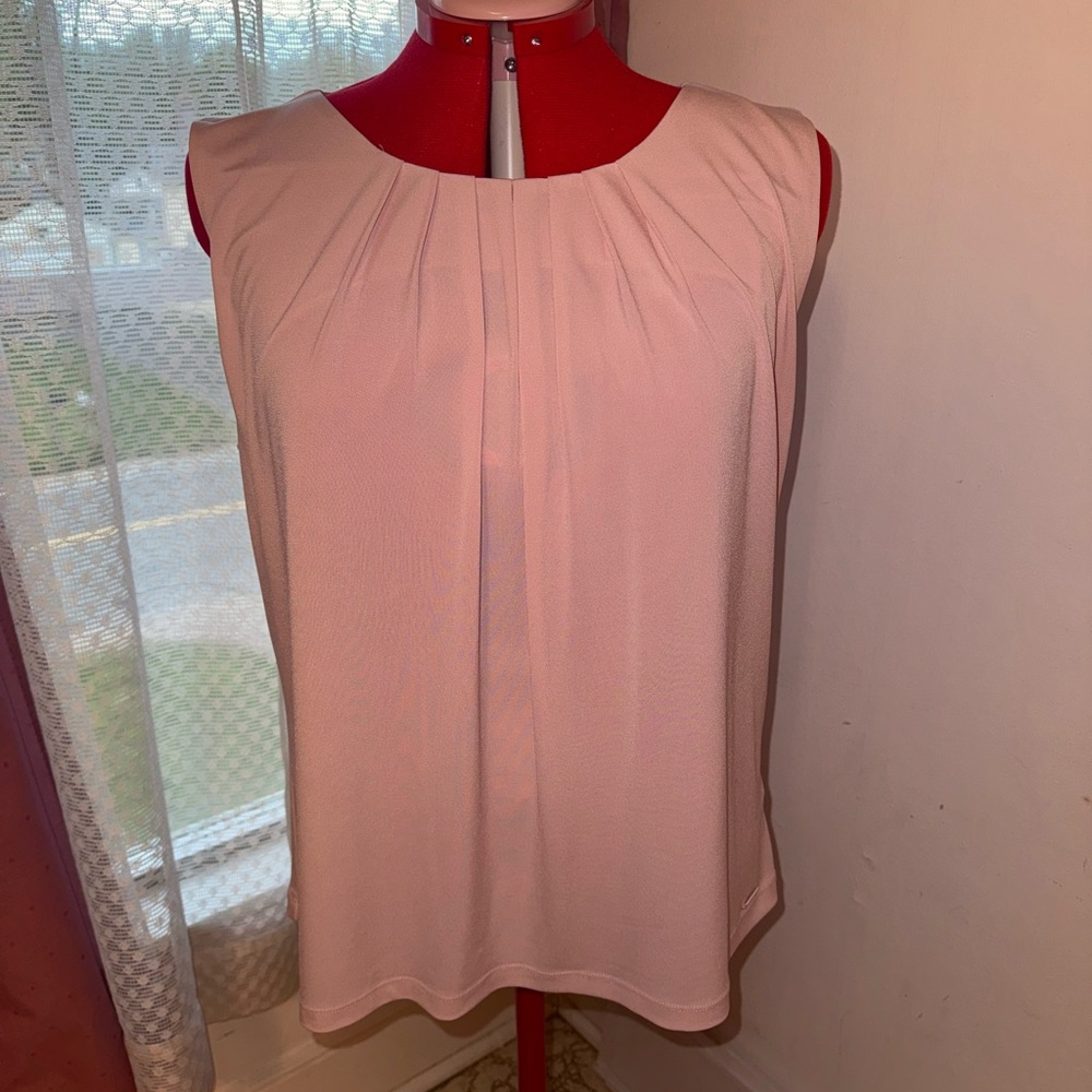 Calvin Klein pink sleeveless blouse. Size: 1X. Gently worn.